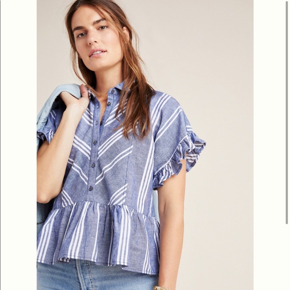 Anthropologie Tops - Anthropologie Allison Flounced Buttondown